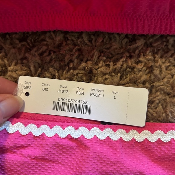 J Crew Pink Ruffle Rickrack Halter Strapless Low Waist Bikini NWT vacation swim - Picture 5 of 7